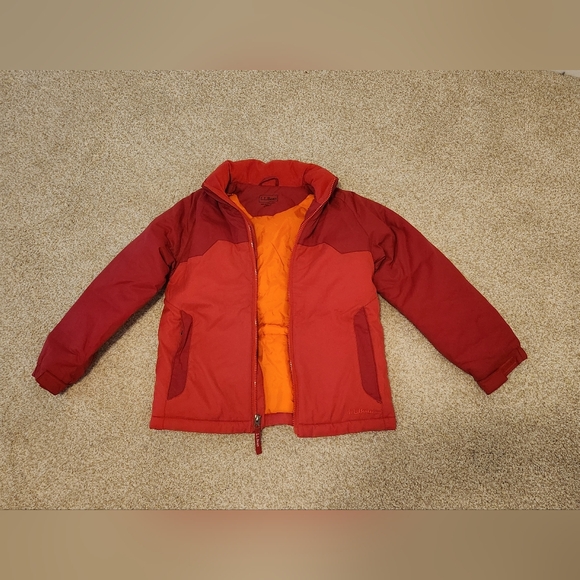 Boys L. L. Bean Snow Coat Red Orange sz 6/7 Winter Fall Rain Jacket Windbreaker - Picture 11 of 11